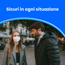 Carica l&#39;immagine nel visualizzatore di Gallery, ADESTE - 50 Mascherine FFP2 Bianche Certificate CE, Filiera controllata, anallergiche, con elastici comodi e resistenti. Sicura: capacità filtrante &gt;99,5%, Buste singole sigillate.