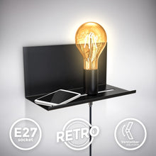 Carica l'immagine nel visualizzatore di Gallery, B.K.Licht, Lampada da parete con mensola, Interruttore sul cavo di alimentazione, attacco per lampadina E27 non inclusa,
