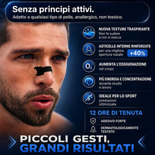 Carica l'immagine nel visualizzatore di Gallery, 60pz Cerotti Nasali Antirussamento per Sport, Respira Bene, Dormire Meglio, Tenuta Forte, Asticelle Rinforzate, Antisudo