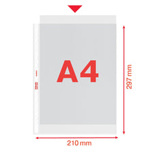 Carica l'immagine nel visualizzatore di Gallery, Esselte Buste Perforate Standard, in PPL Antiriflesso, per Archiviare e Conservare Documenti in Formato A4, Confezione da 100 Buste, 395613000