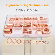 Carica l'immagine nel visualizzatore di Gallery, DIYoung 320 PZ Assortimento di Giunti in Rame, Rondelle Piatte per Motori di Barche e Auto (M5 M6 M8 M10 M12 M14 M16 M20