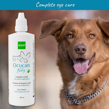 Carica l'immagine nel visualizzatore di Gallery, Ocucan Toby Detergente Oculare con Acido Ialuronico per Cani e Gatti. Rimuove in Modo Delicato e Naturale Il Muco e Lo Sporco. Previene Anche l’apparizione di Macchie Intorno agli Occhi (100 ml)