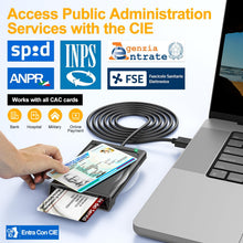 Carica l'immagine nel visualizzatore di Gallery, Lettore CIE 3.0 Carta d'identità Elettronica e Tessera Sanitaria Italiana,USB Lettore Smart Card Firma Digitale Lettore Smart contatto e contactless CIE/CRS/CNS,Lettore NFC per PC Windows 10 11 Linux