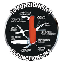 Carica l'immagine nel visualizzatore di Gallery, Velamp Coltello Multitool 10 in 1 – pocket knife con lama in acciaio inox, apribottiglie, cacciaviti e utensili integrat