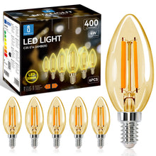 Carica l'immagine nel visualizzatore di Gallery, Aigostar Lampadina Stile Vintage Filamento LED E14, C35 4W (Equivalenti a 35W), 400 Lumen, Bianco Caldo 2200K, CRI＞80, A