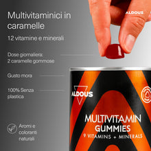 Carica l'immagine nel visualizzatore di Gallery, Multivitaminico con 12 Vitamine e Minerali - 120 Caramelle Gommose Mora