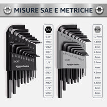 Carica l'immagine nel visualizzatore di Gallery, Amazon Basics Set di 36 Chiavi a Brugola Esagonali, Acciaio Cromo-Vanadio, Misure Metriche e Imperiali con 2 Custodie, p