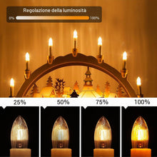 Carica l'immagine nel visualizzatore di Gallery, SCNNC Lampadine Candela E10 34V 3W, Lampadine di Ricambio Candela Arco Bianco Caldo 2700K, Lampadina Candela Conica Scan
