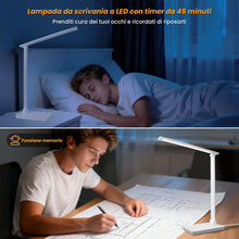 Carica l'immagine nel visualizzatore di Gallery, Akynite Lampada da Scrivania LED con Porta USB C, Adattatore 2A incluso, 5 Colori 10 Luminosità, 45Min Timer Touch Contr