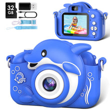 Carica l'immagine nel visualizzatore di Gallery, Hangrui Macchina Fotografica Bambini, Fotocamera Bambino con Giochi, 20MP 1080P Selfie Videocamera con 32G, Fotocamere Digitali Regalo Natale &amp;Compleanno da 3 a 12 Anni -Blu