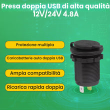 Carica l'immagine nel visualizzatore di Gallery, Offgridtec presa USB auto 12V/24V con copertura a ribalta, ricarica rapida (5V 2,4A USB-A + USB-C), caricatore da pannel