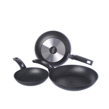 Carica l'immagine nel visualizzatore di Gallery, Moneta Etnea Set of 3 Frying Pans, Non-Stick Stone Surface and Anti-Scratch Coating, Suitable for Most Kitchens, Dishwas
