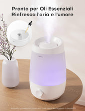 Carica l'immagine nel visualizzatore di Gallery, AROEVE Umidificatore Ambiente, 2,5L Umidificatore, 250 ml/h, 25H Diffusore di Oli Essenziali, Spegnimento Automatico, 25 dB Silenzioso per Neonati e Piante, Bianco