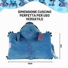 Carica l'immagine nel visualizzatore di Gallery, Cuscino Peluche 2 in 1 Disney Lilo e Stitch, Multiuso Extra Soffice con Chiusura a Strappo per la Cameretta dei Bambini,