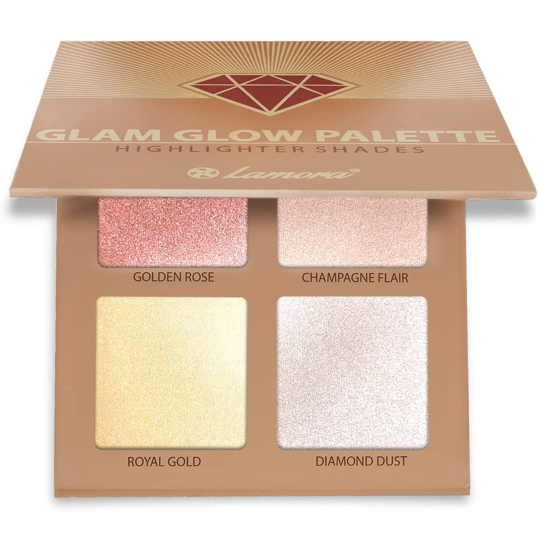 Palette Illuminante Viso Make Up Polvere - Prime Glow Highlighter Makeup Bronzer Palette - 4 Colori Satinati Altamente Pigmentati Con Specchio - Vegano, Non Testato Sugli Animali