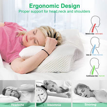 Carica l&#39;immagine nel visualizzatore di Gallery, Elviros Cuscino in Memory Foam Ortopedico Cervicale per Dolore al Collo Cuscino Ergonomico per Dolore alla Spalla Cuscino di Sostegno del Collo, Bianca, 53.8 x 11/9 x 33 cm