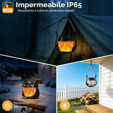 Carica l'immagine nel visualizzatore di Gallery, Lanterna solare a forma di fiamma da appendere, 2 pezzi, per esterni, IP65, impermeabile, per balcone, giardino, Hallowe