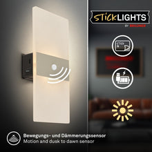 Carica l'immagine nel visualizzatore di Gallery, BRILONER Sticklights - Lampada parete senza fili con rilevatore di movimento, batteria ricaricabile, rimovibile magnetic