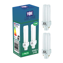 Carica l'immagine nel visualizzatore di Gallery, TBE LIGHTING 10w G24Q-1 - Lampada CFL a 4 pin, confezione da 2 unità, colore: Bianco freddo 4000 K, 600 lumen, luce fluo