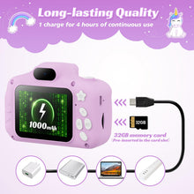 Carica l'immagine nel visualizzatore di Gallery, TIATUA Macchina Fotografica Bambini con 2.0 Pollici Schermo &amp; 32G Card, Fotografica Bambini Video Camera,Fun Accessories Included,Gift for Girls Boy Age 3+