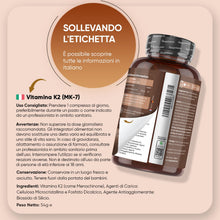 Carica l'immagine nel visualizzatore di Gallery, Vitamina K2 MK7 200µg, Vegana, 1 Compressa al Giorno, 1 Anno di Fornitura