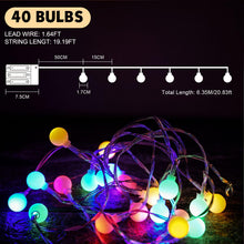 Carica l'immagine nel visualizzatore di Gallery, AGOTD - Ghirlanda di 40 lampadine a LED, 5 m, funzionamento a batteria, impermeabile, ideale per la decorazione di camer