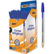 Carica l&#39;immagine nel visualizzatore di Gallery, BIC Penne Blu a Sfera, Cristal Original, Punta Media, 1 mm, Confezione 50 Penne, Fornitura per Cancelleria Scuola e Ufficio