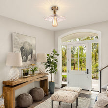 Carica l'immagine nel visualizzatore di Gallery, Lampada da Soffitto in Vetro, Vintage Creatività Fiore Plafoniera, E27 Illuminazione a Soffitto, Lampadario a Sospension
