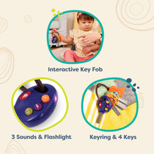Carica l'immagine nel visualizzatore di Gallery, B. LucKeys - 4 Chiavi Auto Giocattolo strutturate per Neonati e Bambini - Blu - Torcia elettrica e 3 Suoni Auto - Non tossico - Giocattoli interattivi per dentizione - 10 Mesi +