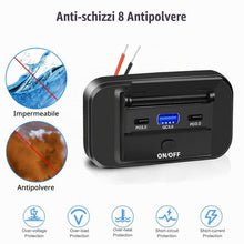 Carica l'immagine nel visualizzatore di Gallery, Presa USB 12V, 90W - Caricatore Triplo Porta con Ricarica Rapida Simultanea (QC3.0 + 2 x PD), Interruttore On/Off, Presa