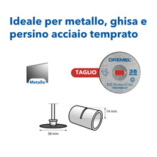 Carica l'immagine nel visualizzatore di Gallery, Dremel EZ SpeedClic SC456B Metal Cutting Wheel 12-pack, 12 dischi da taglio con 38 mm di diametro per utensili rotativi