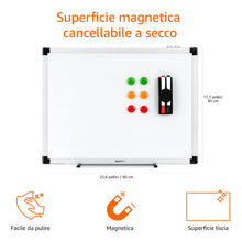 Carica l'immagine nel visualizzatore di Gallery, Amazon Basics Lavagna Bianca Magnetica con Cornice in Alluminio, Vaschetta Portapenne, 6 Magneti, 1 Cancellino, 2 Pennar