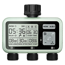 Carica l'immagine nel visualizzatore di Gallery, Johgee Computer di irrigazione con 3 uscite controllate indipendentemente, orologio di irrigazione digitale con display LCD, controllo automatico/manuale