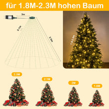 Carica l'immagine nel visualizzatore di Gallery, AGOTD Luci Albero di Natale 2,5 m, 16 Ghirlande 400 LED, Mantello 8 Modalità, Cascata per Interno Esterno, Bianco Caldo