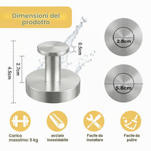 Carica l'immagine nel visualizzatore di Gallery, 4 ganci a ventosa, gancio a ventosa, argento, ventosa con portasciugamani extra forti, riutilizzabili e rimovibili, ganc