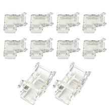 Carica l'immagine nel visualizzatore di Gallery, Set di 10 connettori per strisce LED COB a 2 pin, 8 mm, connettori angolari a forma di L e connettori centrali trasparen