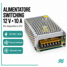 Carica l'immagine nel visualizzatore di Gallery, TEMPO DI SALDI Alimentatore 12V 10A Metallo circa 16x10x4 cm per LED e CCTV