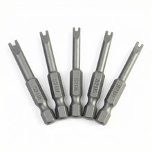 Carica l'immagine nel visualizzatore di Gallery, QWORK® 5 Pz Cacciavite a U in Lega di Acciaio S2 50mm Lunghezza 1/4" Codolo Esagonale, Set di Punte Magnetiche per Cacci