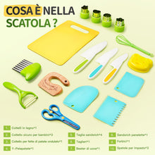Carica l'immagine nel visualizzatore di Gallery, Set di Coltello da Cucina per Bambini per la vera cucina- 17 pezzi Coltelli di sicurezza per bambini per tagliare e cuoc