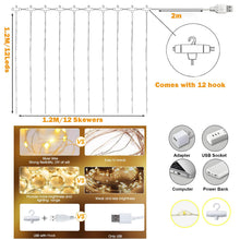 Carica l'immagine nel visualizzatore di Gallery, BG9D Tenda Luminosa Natale, 1,2x1,2 m Tenda Luminosa 120 luci a LED con 12 ganci per matrimoni, feste,Natale, cortili, decorazioni per interni ed esterni