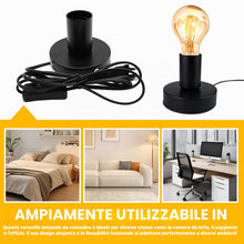 Carica l'immagine nel visualizzatore di Gallery, 2 Pezzi Lampada da Comodino Retro con Interruttore a Cavo, Attacco E27, Lampada da Tavolo Vintage, Portalampada E27, Sup