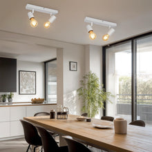 Carica l'immagine nel visualizzatore di Gallery, Kimjo Plafoniera LED Soffitto con 2 Faretti, Bianco Faretti da Soffitto E27