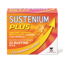 Carica l'immagine nel visualizzatore di Gallery, Sustenium Plus - lntegratore energizzante a base di uno specifico complesso di aminoacidi, vitamine e minerali. Per la tua energia fisica e mentale. Confezione da 22 bustine
