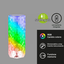 Carica l'immagine nel visualizzatore di Gallery, BRILONER - Lampada da comodino a batteria, lampada LED RGB con telecomando, lampada da tavolo in cristallo touch, lampad