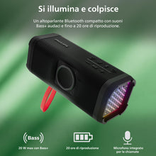 Carica l'immagine nel visualizzatore di Gallery, PHILIPS TAS2000B Altoparlante wireless Bluetooth con spettacolo di luci LED, 20 W Bass+, Auracast, 20H di riproduzione, 
