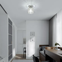 Carica l'immagine nel visualizzatore di Gallery, Goeco Plafoniera da Soffitto in Gabbia Metallo Cristallo E27 19cm, Cromo