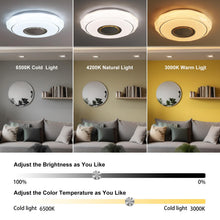 Carica l'immagine nel visualizzatore di Gallery, EXTRASTAR Plafoniera LED con Altoparlante Bluetooth，48W Dimmerabile Lampada con Telecomando，Ø41CM Moderna plafoniera Mus