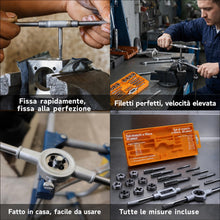 Carica l'immagine nel visualizzatore di Gallery, Hi-Spec Set Maschi e Filiere Metriche M3-M12, Giramaschi e Accessori