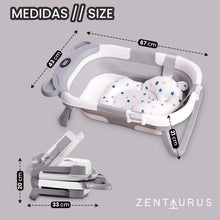 Carica l'immagine nel visualizzatore di Gallery, ZENTAURUS - Vasca da bagno pieghevole per bebè - TERMOMETRO E PILLE INCLUSI - SEDILE BAGNO INCLUSO - ANTISCIVOLO - CUSCINO BABBE - RISPARMIA SPAZIO - SUPPORTO BABBO DA 0 A 36 MESI