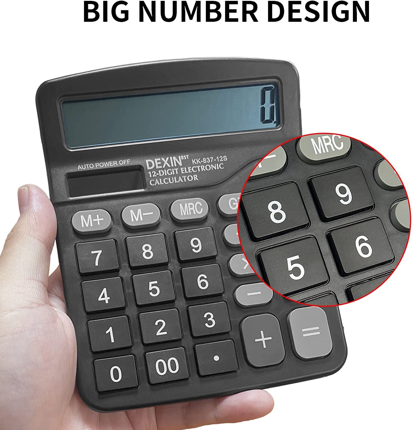 Calcolatrice Da Tavolo Gvolatee 12 Cifre - Solare E A Batteria, Tasti Grandi - Foto 4